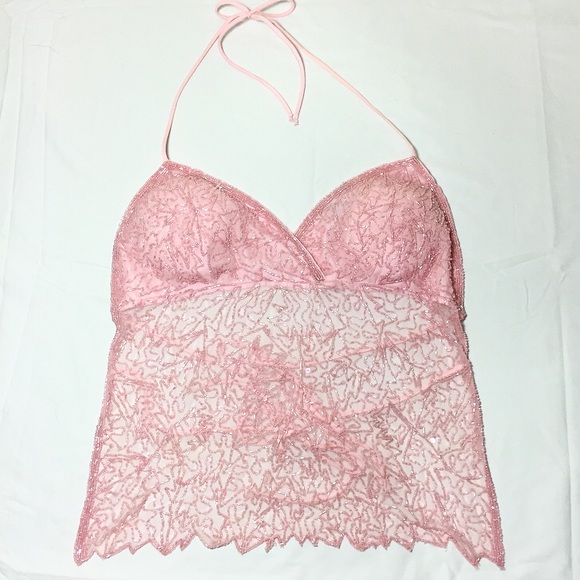 pink sequin halter top